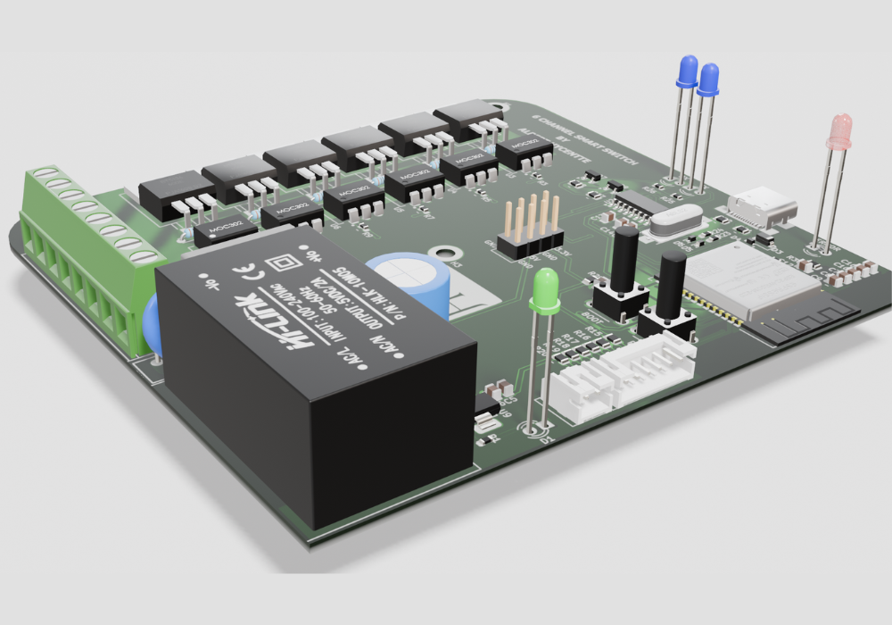6-channel smart switch PCB